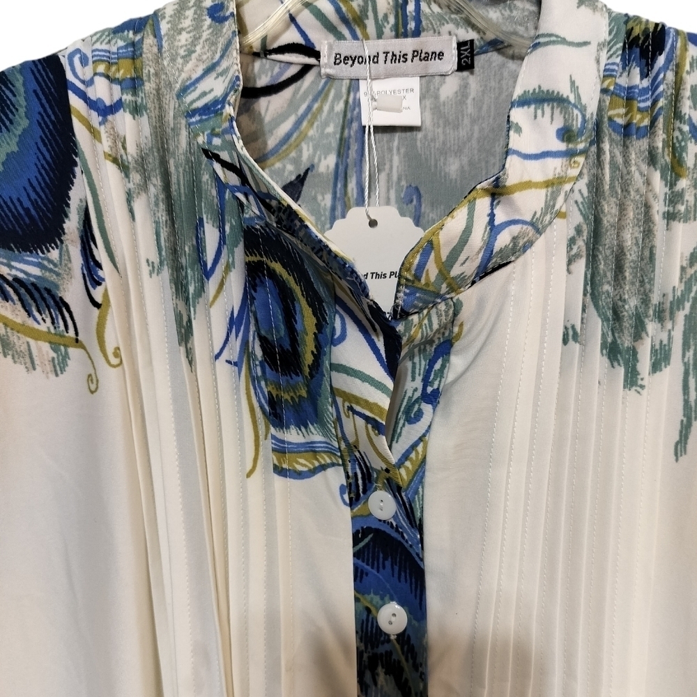 1782) Beyond This Plane Pleats Pocket Peacock Loungees Size 2XL - Picture 4 of 8